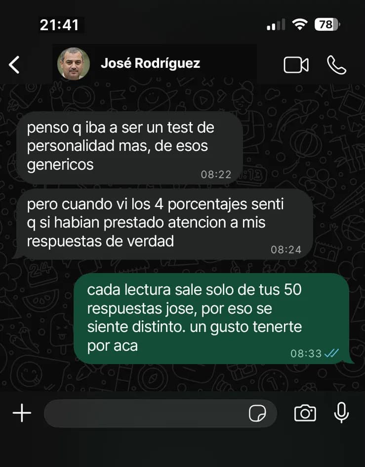 Mensagem em espanhol de José Rodríguez sobre a experiência com o Manual.